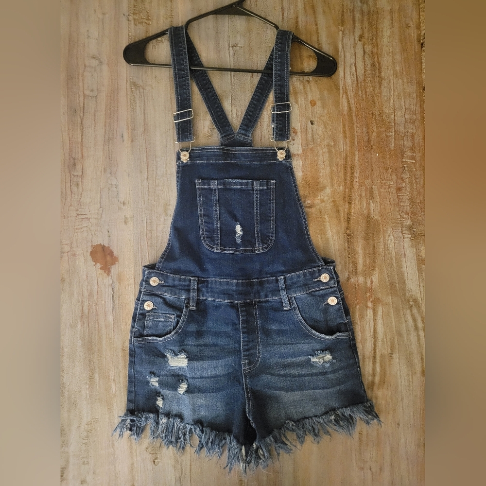 Denim Distressed Overalls